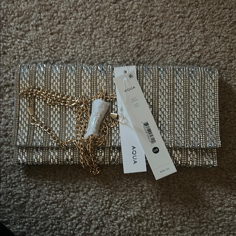 Aqua Silver and Gold Clutch